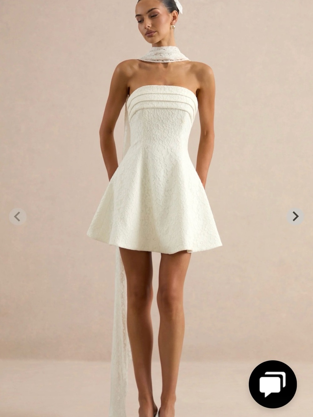 Club L London Ivory Strapless Lace Fit-and-Flare Mini Dress